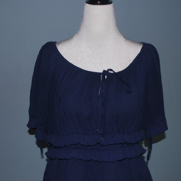 Navy Blue/Purple Versatile Blouse - Picture 3 of 4